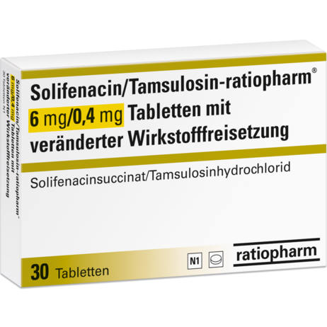 Solifenacin/Tamsulosin-ratiopharm® 6&nbsp;mg/0,4&nbsp;mg Tabletten mit veränderter Wirkstofffreisetzung