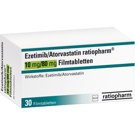 Ezetimib/Atorvastatin-ratiopharm 10&nbsp;mg/80&nbsp;mg Filmtabletten