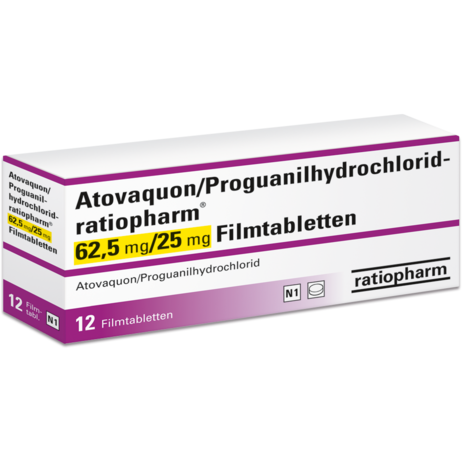 Atovaquon/Proguanilhydrochlorid-ratiopharm® 62,5&nbsp;mg/25&nbsp;mg Filmtabletten