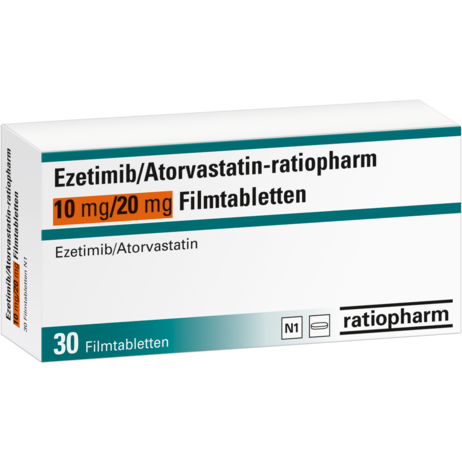 Ezetimib/Atorvastatin-ratiopharm 10&nbsp;mg/20&nbsp;mg Filmtabletten